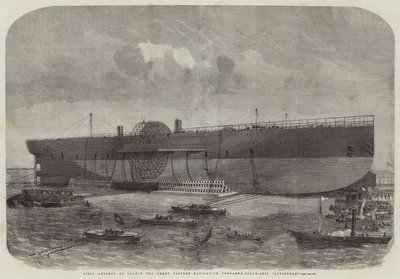 Eerste Poging om het Stoomschip Leviathan van de Great Eastern Navigation Company te lanceren door Edwin Weedon